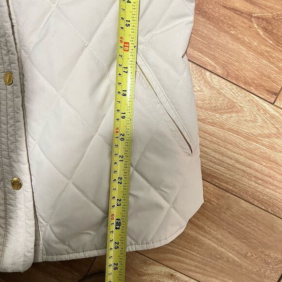 LL Bean Diamond Quilted Jacket Womens Large Ivory Snap Chore Classic Lightweight - Picture 5 of 8